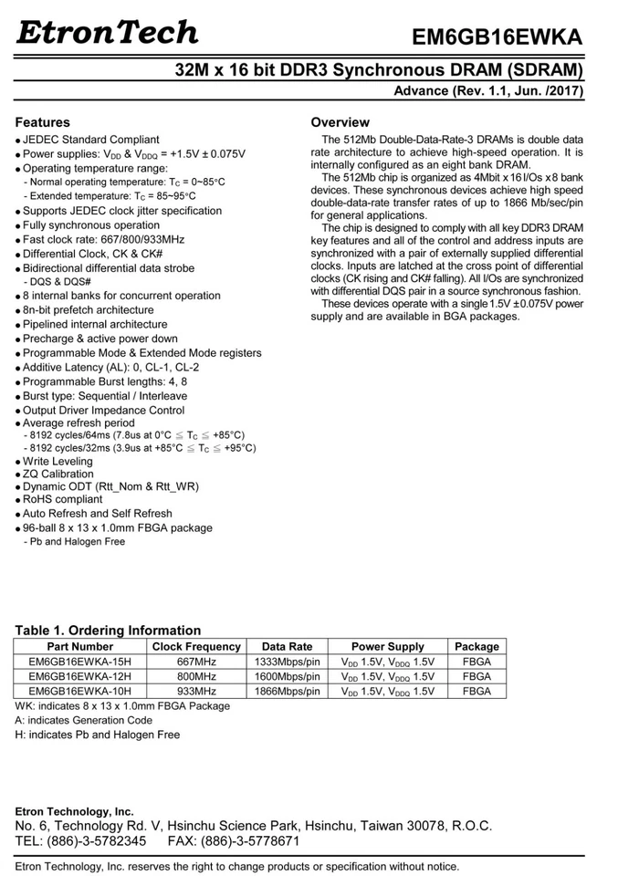 50 x Etron Tech EM6GB16EWKA 32M x 16 bit DDR3 Synchronous DRAM (SDRAM). - Image 3 of 3