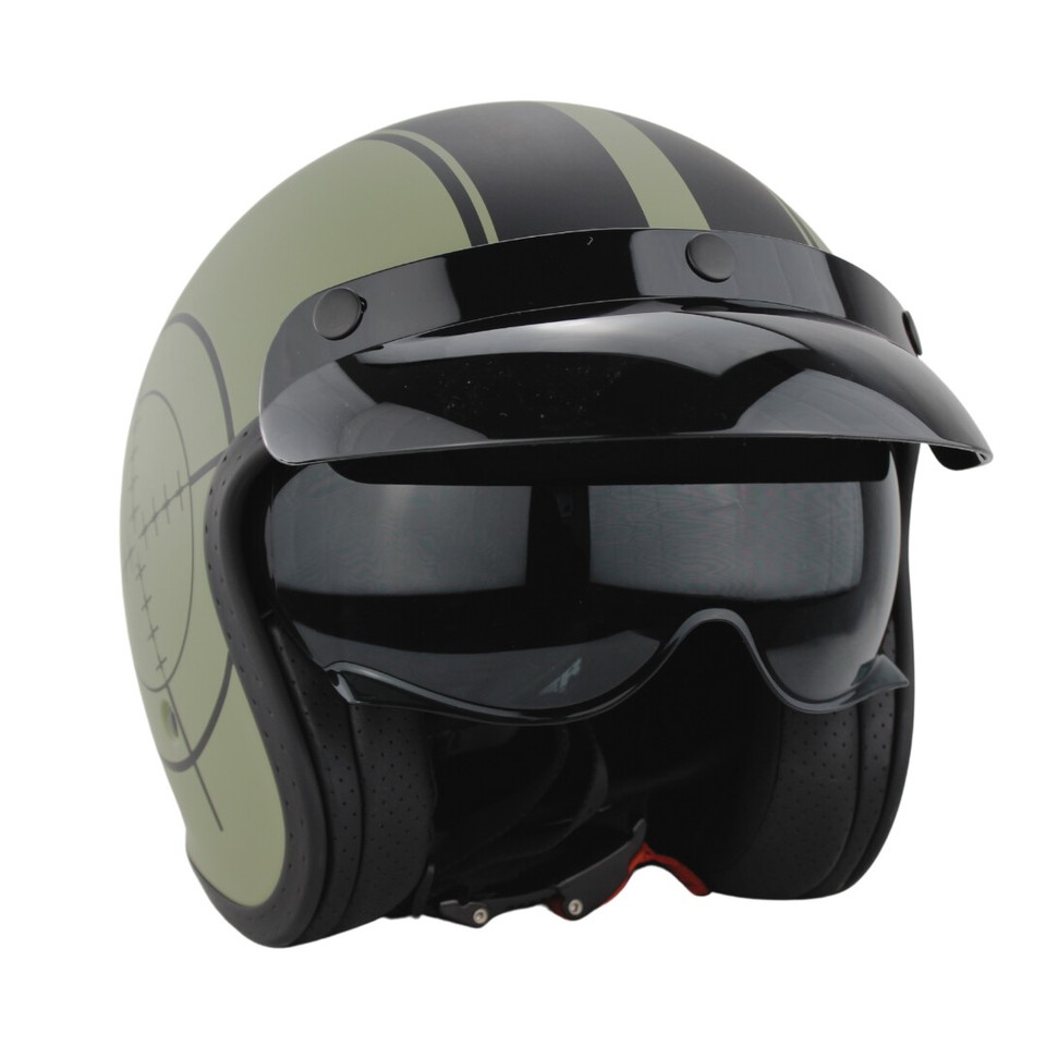 VIPER RS-V06 OPEN FACE JET SCOOTER MOTORCYCLE RETRO HELMET MOD TARGET MATT BLACK
