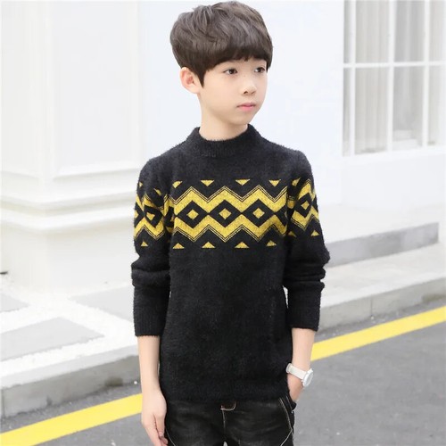 Sweater for Boys Winter Pullover Boys Knitted Warm Kids Tops 6-12 Years Teenage - Picture 28 of 43