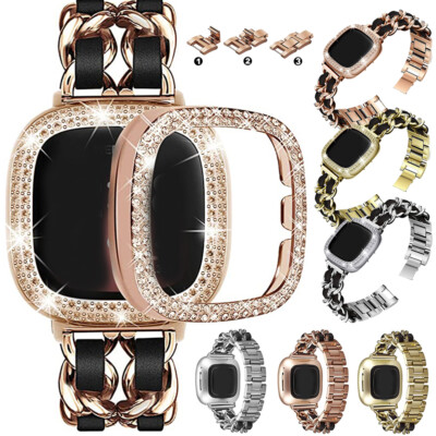Metal Band For Fitbit Versa Sense Watch Wrist Strap Diamond Case  Cover UK