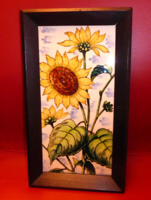 !!!! ART DECO KACHELBILD SOMAG SONNENBLUME KERAMIK !!!!