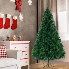 6/7/8FT Prelit Artificial Christmas Tree Realistic Spruce Tree With Metal Stand