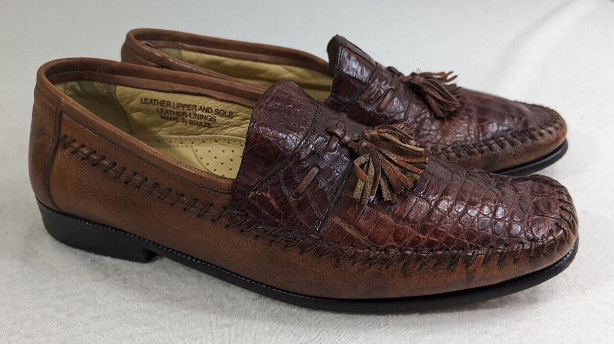 Florsheim Pisa Mens Size 9.5D Brown Leather Croc Tassel  display picture 1