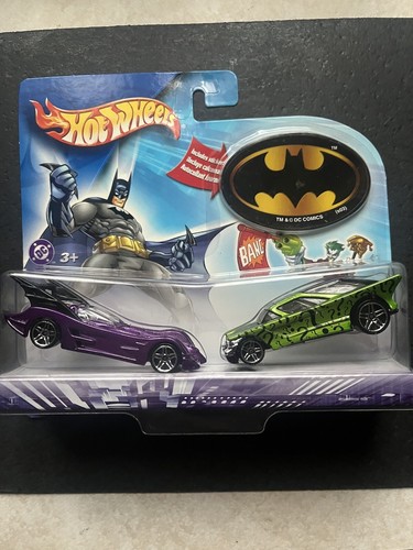 HOT WHEELS BATMOBILE VS THE RIDDLER 2 CAR SET BATMAN STICKER Dc Comics ...