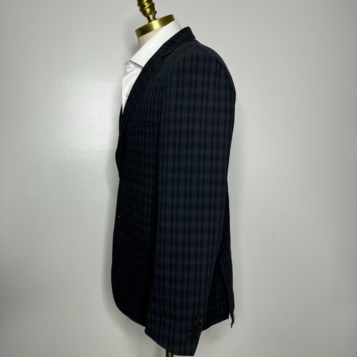 Johnston & Murphy Sport Coat Blazer M 38R Mens Gray Check Cotton Stretch - Picture 2 of 13