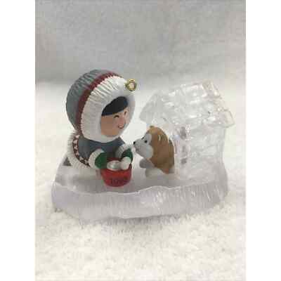 Hallmark Christmas Ornament 1993 Frosty Friends #14 Eskimo Ice Dog House Husky
