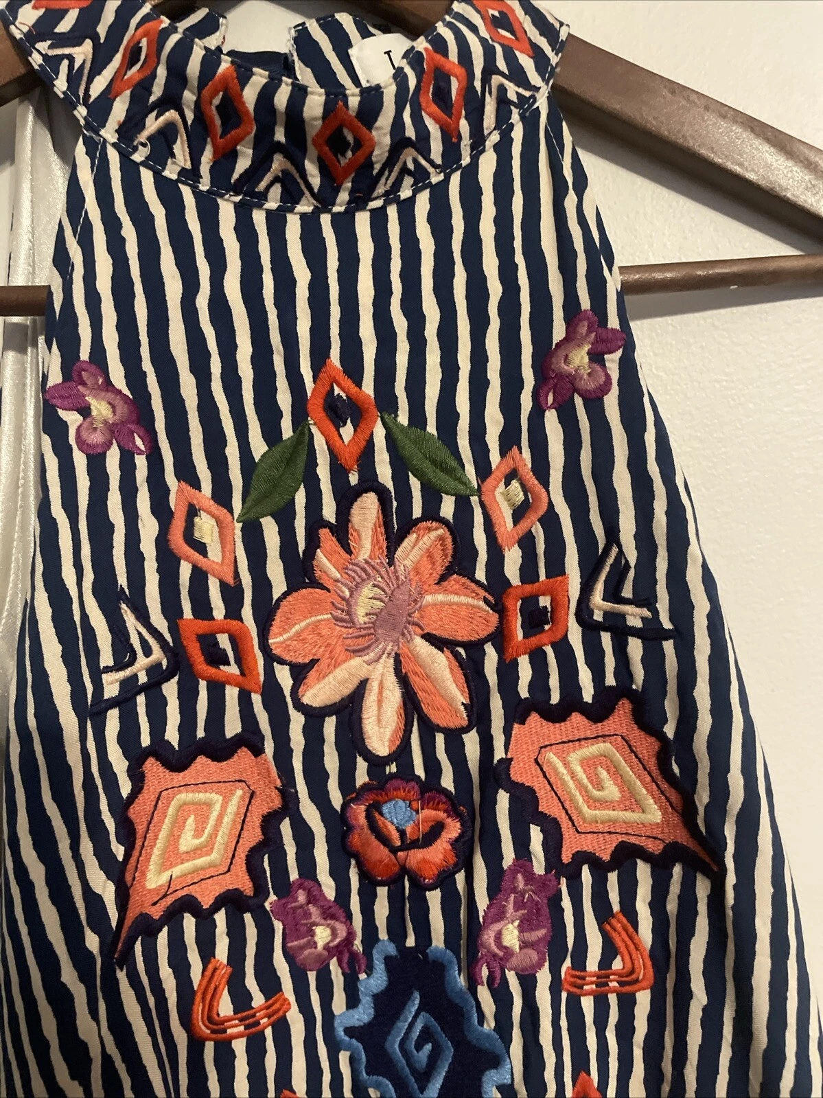 VETEMENTS Abito donna THML ricamato floreale taglia S vacanza artistica spiaggia fiori foderato