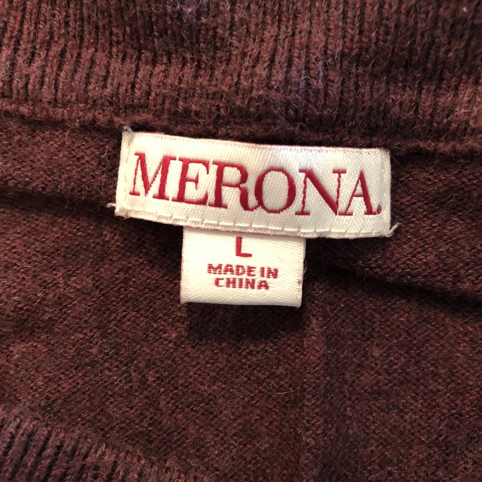 Suéter Merona para mujer borgoña a cuadros talla L Foto 2 de 4