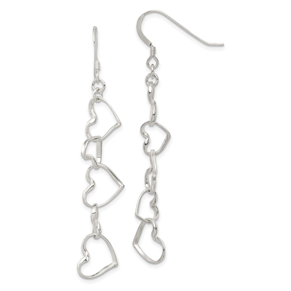 One Stroke Earring Medium　SILVER Sterling Silver Heart Dangle Shepherd Hook Earrings QE8751 | eBay