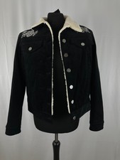 Womens Paris Atelier Jacket Corduroy Embroidered Black Cotton Size 8 Bnwt £155