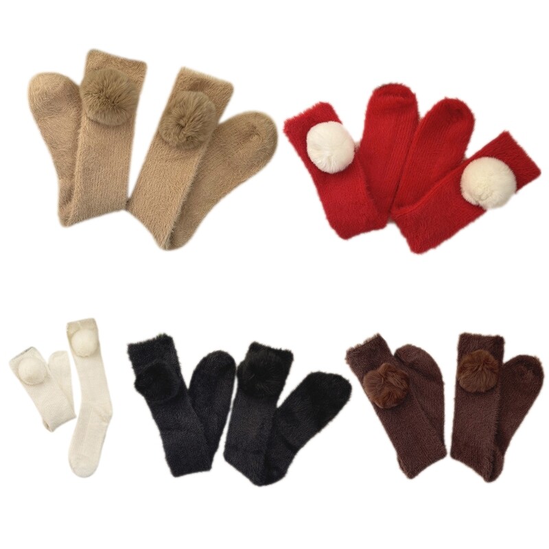 Women Winter Warm Furry Calf Socks Big Plush Ribbed Fuzzy Stockings