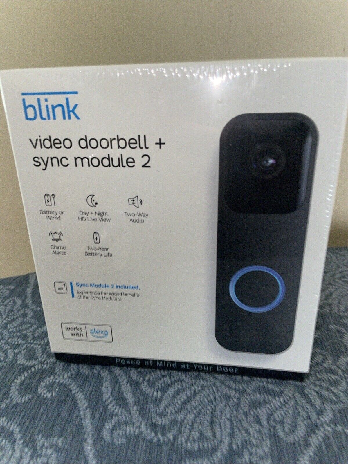 Blink Video Doorbell + Sync Module 2 | Two-year battery life, Two-way audio, HD-image