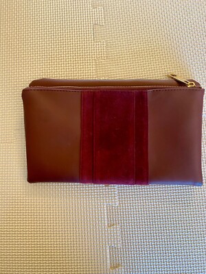 Summer & Rose Burgundy Faux Leather and Suede Clutch - New Without Tags FFF box
