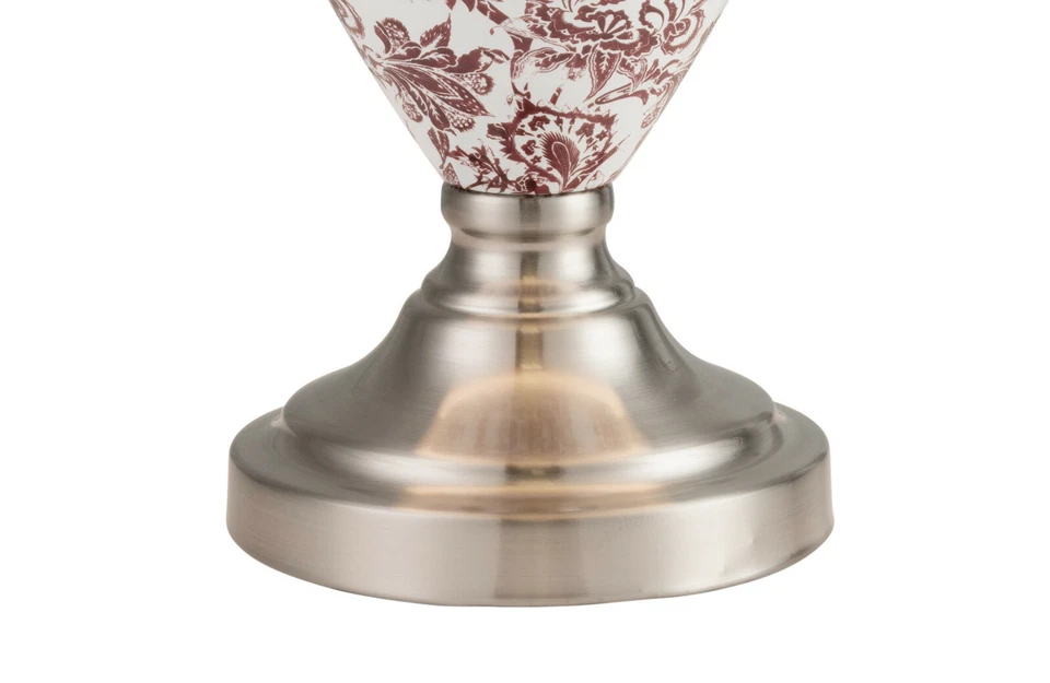 Table Lamp Hepburn Large Ceramic Ivory Pleated Shade Red Printed Finish 58cm - Image 4 of 4