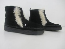 NEW Minnetonka Jade Sheepskin Ankle Pull On Boots Size 6 Black Suede