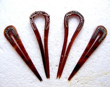 FOUR VINTAGE HAIR PINS FILIGREE DECORATION - NO US IMPORT FEES