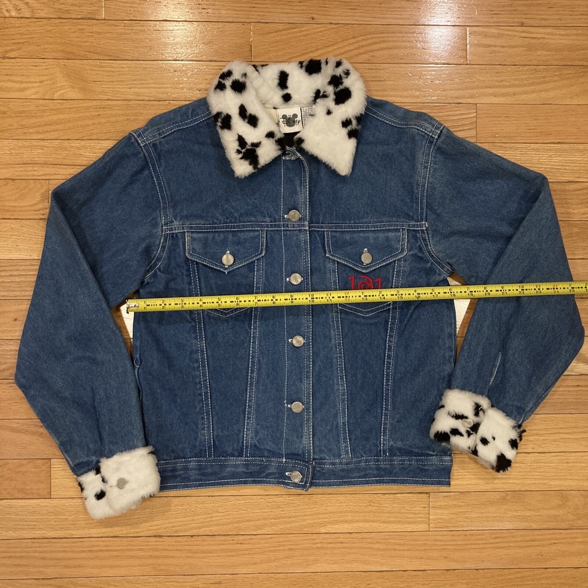 Vintage Disney 101 Dalmatians Denim Jacket Womens Small Fur Collar