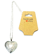 Beautiful Silver Chain Necklace w/ Heart Locket  Photo Frame