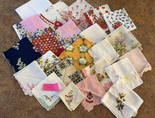 Vintage Lot of 23 Handkerchiefs Floral, Christmas, V-day, Lace, Mixed Assortment