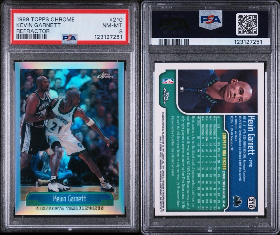 1999-00 Topps Chrome - HoF Kevin Garnett #210 Refractor PSA 8 NM-MT - Image 3 of 3