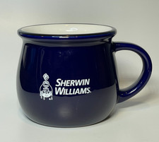Sherwin Williams Cover The Earth Retired Logo Pot Belly Barrel Design Blue Mug