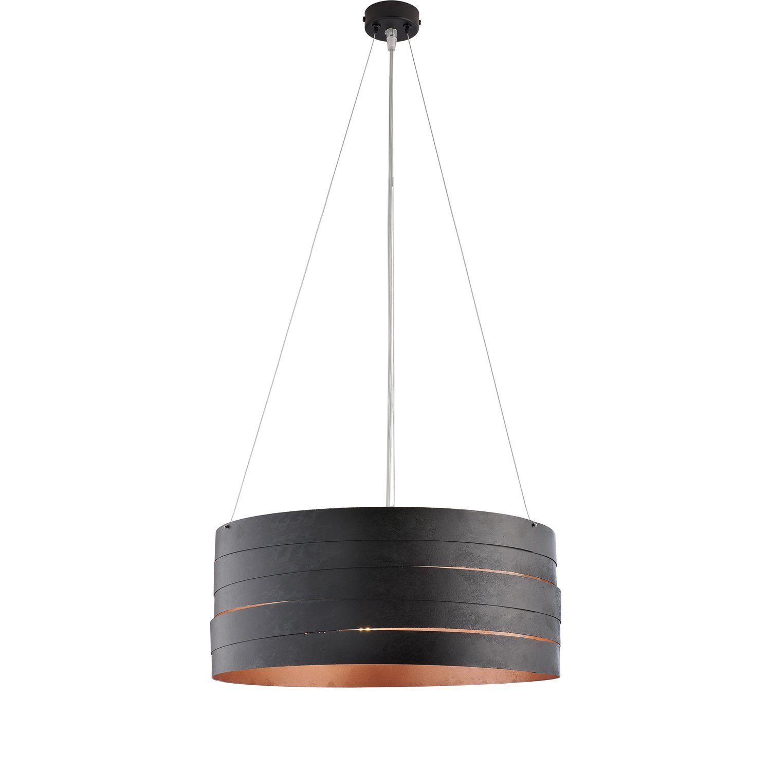 Sospensione Moderna 3 Luci Mambo Ferro Nero Rame | Design Italiano 45cm