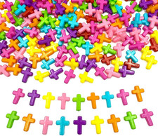300Pcs Cross Acrylic Beads, Mixed Color Spacer Beads for Bracelet Necklace Earri