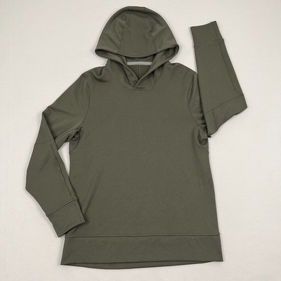 Lululemon Stitch Shift Hoodie Mens S Green Waffle Knit Snap Active Pullover Prep