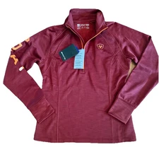 ARIAT NWT LARGE Ladies Tek Team 1/2 Zip Burgundy Sweatshirt Fall Workout RACK