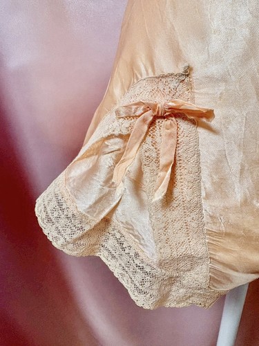 Vintage 1940s 1950s Satin Flare Pants Lace Trim Lingerie Bow USA