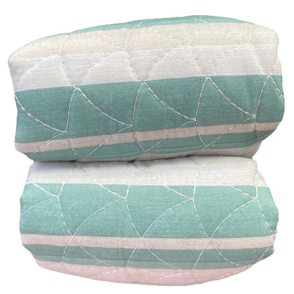 Green Vertical Stripe Shams Essentials 2 pack King Quilted - Image 4 of 4