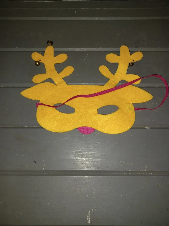 Adult Christmas Reindeer Masks Felt Glitter and Sequins 7" across Jingle Bells - Image 3 of 3