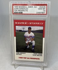 JUAN GONZALEZ ROOKIE RC 1989 BASEBALL AMERICA AA TOP PROSPECTS PSA 10 COLLECTION