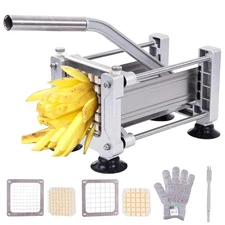 Heavy Duty French Fry Cutter with 3 Stainless Steel Blades (1/4" 3/8" 1/2") -...