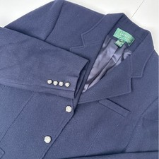 Lauren Ralph Lauren Navy Herringbone Equestrian Blazer Horse Crest Buttons 12