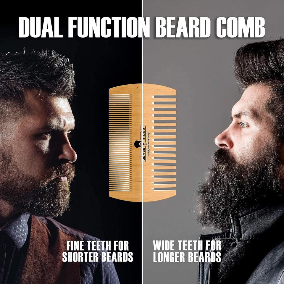 Bamboo Beard Brush and Comb Set with Mustache Scissors for Gentle Grooming - Image 3 of 4