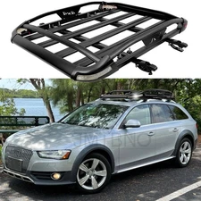 For Audi A4 Allroad Roof Rack Cargo Basket Luggage Carrier Crossbars w/ Lights