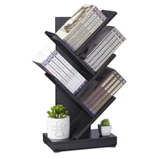 5-Shelf Tree Bookshelf 5 Tier Floor Standing Bookcase for CDs/Magazine/Books