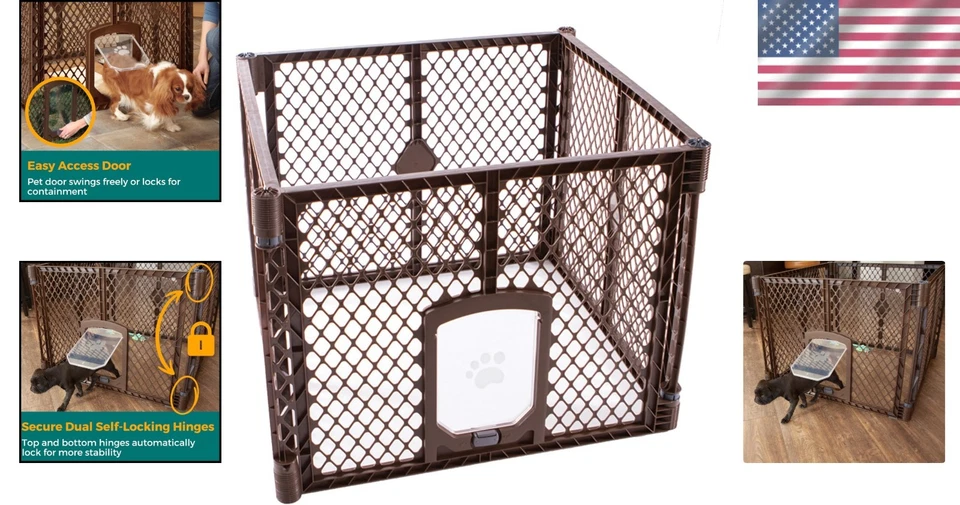 Parque infantil portátil para perros interior/exterior con puerta bloqueable para mascotas Foto 2 de 4