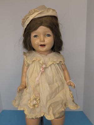 23  Antique Vintage ''Fibroid'' Compo Cloth Baby Doll All Original Human Hair #mE
