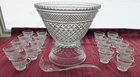 Vintage Anchor Hocking WEXFORD Punch Bowl Set 18 Cups, Bowl, Stand & Ladle