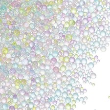 Glass Bubble Beads, 100g Tiny Iridescent Beads 1-3mm Mixed Colors Light