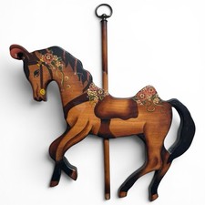 Vintage Handmade Artist Signed Carousel Wooden Horse Figurine Statue Handpainted