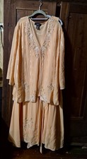 Midnight Velvet 3X Beaded Mother of Bride Dress Jacket Set Formal Peach