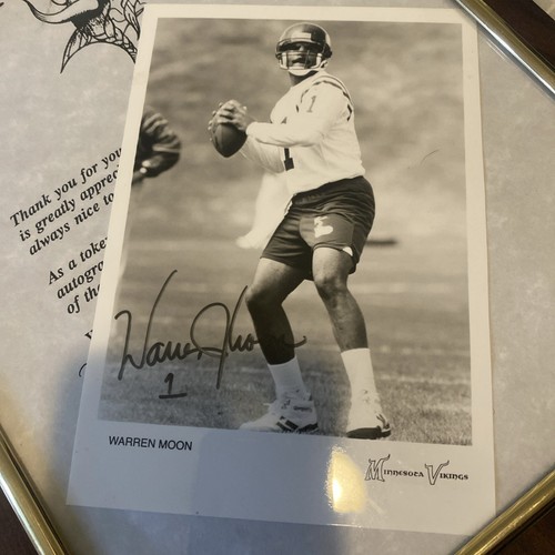 Warren Moon Signed Autograph 6x9” Photo Minnesota Vikings with letter framed - Picture 3 of 4
