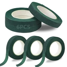 6 Roll Floral Tape 1/2inch Flower Tape Dark Green, Floral Tapes for Bouquet 