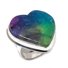 Natural Rainbow Solar Quartz 925 Sterling Silver Jewelry Ring Size 9 Gift j206