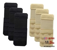Tamlien 2 Hook Bra Extenders,Stretchy Soft Comfortable Beige/Black-6 Pcs Pack