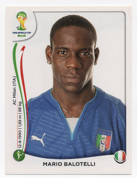 #335 Mario Balotelli Panini FIFA World Cup Brazil 2014 Sticker