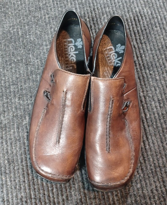 Rieker Celia Leather Slip On Loafers Brown Leather Women's Size 6/6.5 (37 EUR)